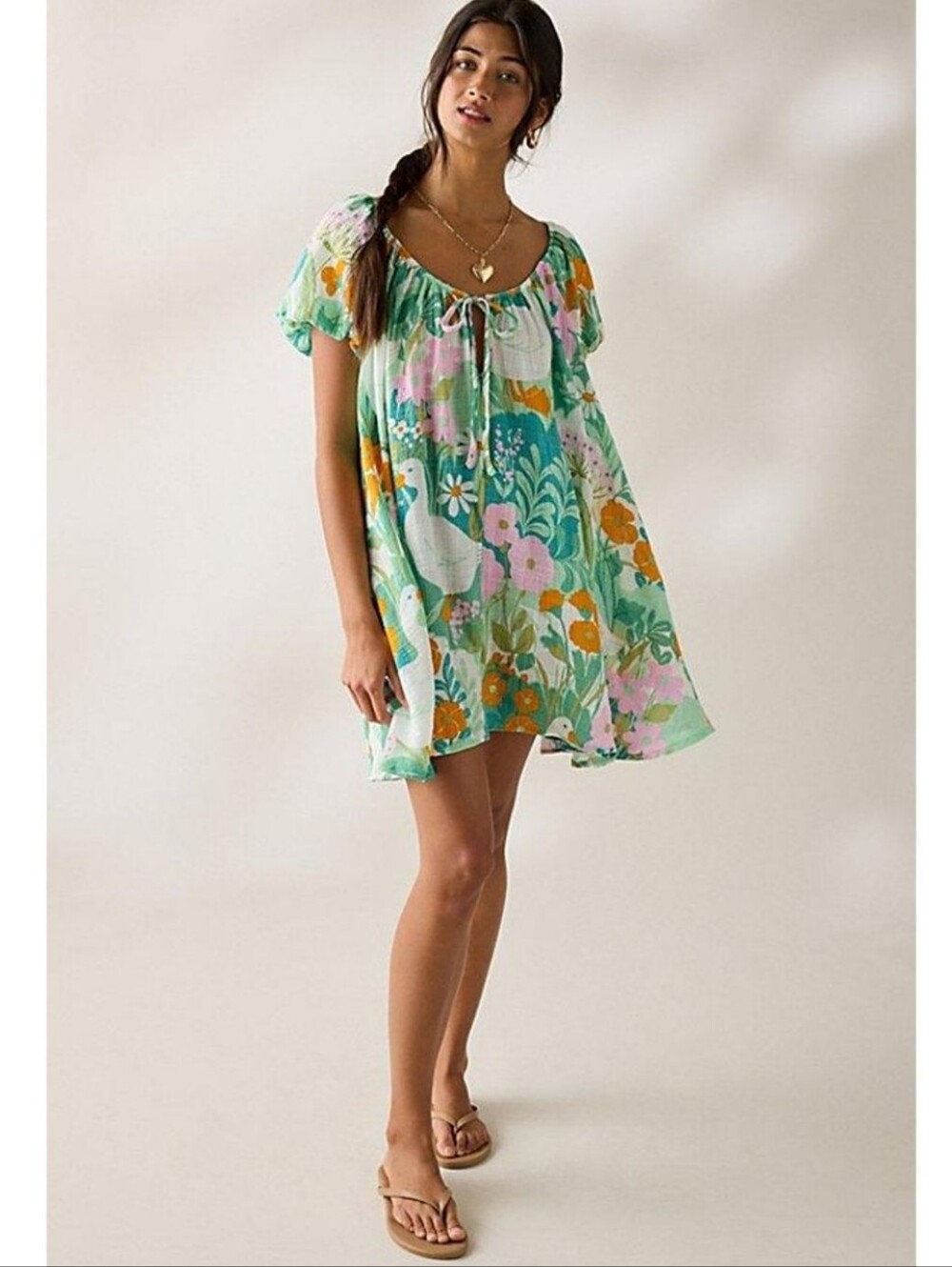 Urban Outfitters Oversized Goose Print Babydoll Dress | Small
